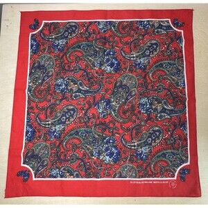 Wamcraft 70s/80s Red & Blue Floral Paisley Cotton/Polyester Bandana Cottagecore